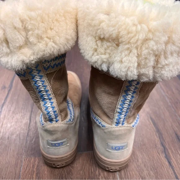UGG Wonen’s Vintage Sundance Revival Tall Shearling Sand Boots SZ 9 - Picture 7 of 13